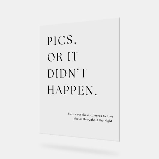Pics of het gebeurde niet wegwerp camera bruiloft acryl bord (Hoek)