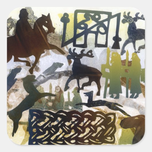 Pict-symbolen en lacing vierkante sticker (Voorkant)