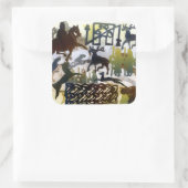 Pict-symbolen en lacing vierkante sticker (Tas)