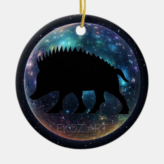 Pictish Boar Space Orb Keramisch Ornament (Voorkant)