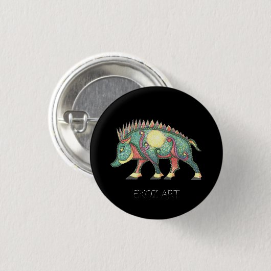 Pictish Boar Sun Ronde Button 3,2 Cm (Voorkant /achterkant)