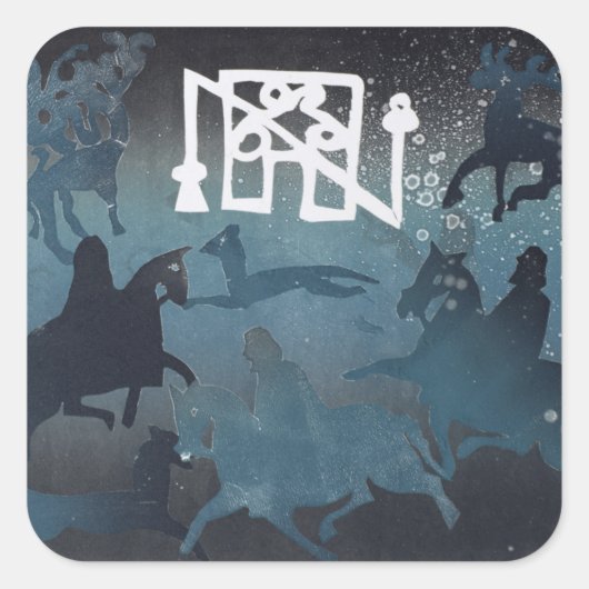 Pictish Hunting Scene Vierkante Sticker (Voorkant)