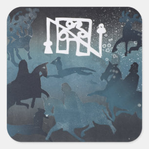 Pictish Hunting Scene Vierkante Sticker