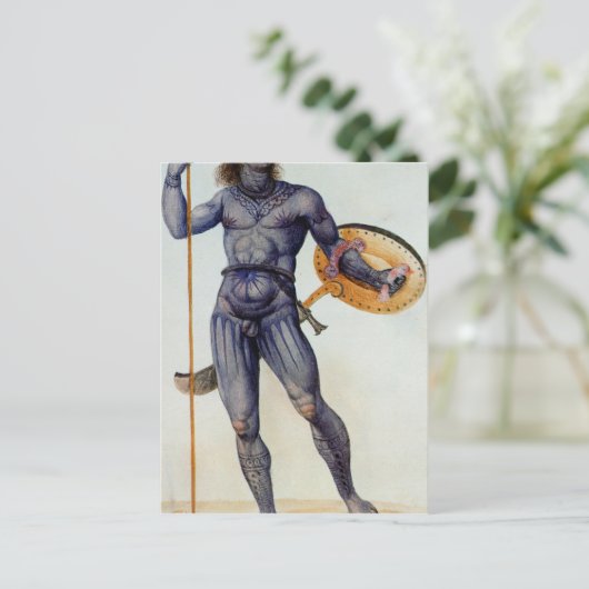 Pictish Man Holding a Shield Briefkaart (Staand voorkant)