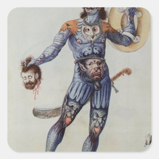 Pictish Man met een menselijk hoofd Vierkante Sticker (Voorkant)