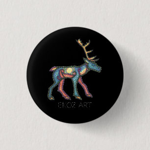 Pictish Stag Sun Ronde Button 3,2 Cm