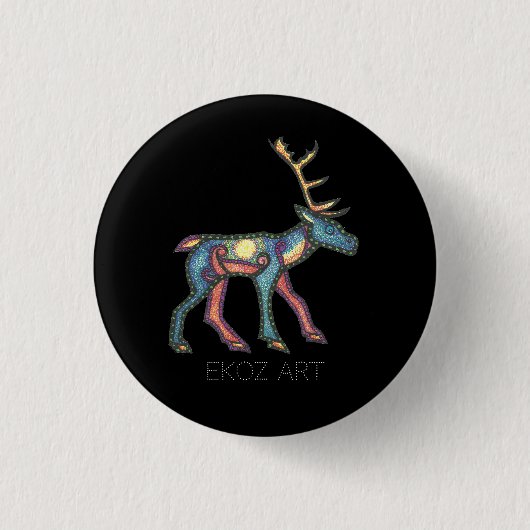 Pictish Stag Sun Ronde Button 3,2 Cm (Voorkant)