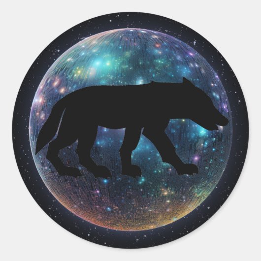 Pictish Wolf Space Orb Ronde Sticker (Voorkant)