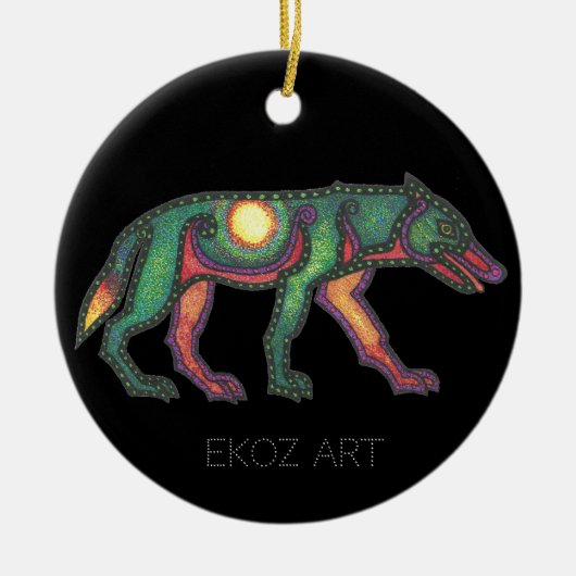Pictish Wolf Sun Keramisch Ornament (Voorkant)