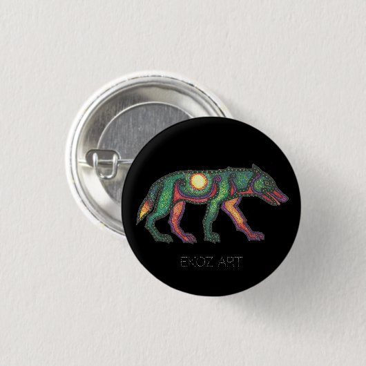 Pictish Wolf Sun Ronde Button 3,2 Cm (Voorkant /achterkant)