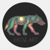 Pictish Wolf Sun Ronde Sticker (Voorkant)