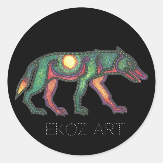 Pictish Wolf Sun Ronde Sticker (Voorkant)