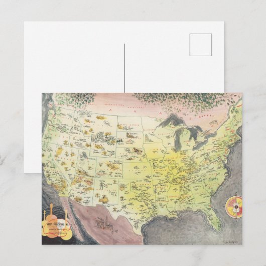 Pictografische kaart van Amerika - Cartoon schetse (Voorkant / Achterkant)