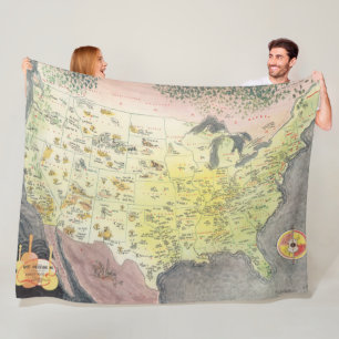 Pictografische kaart van Amerika - Cartoon schetse Fleece Deken