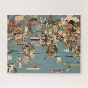 Pictografische kaart van de wereld legpuzzel