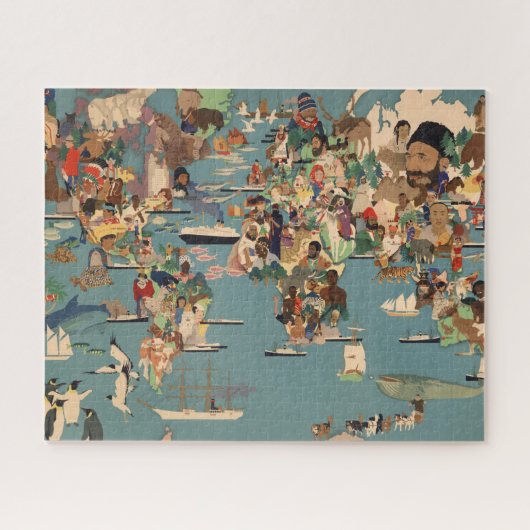 Pictografische kaart van de wereld legpuzzel (Horizontaal)