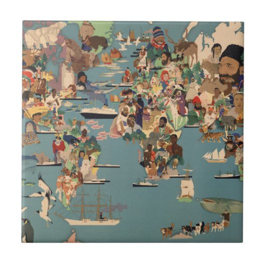 Pictografische kaart van de wereld tegeltje (Voorkant)