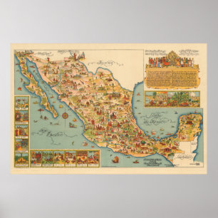 Pictografische kaart van Mexico Poster