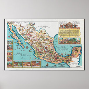 Pictografische kaart van Mexico Poster