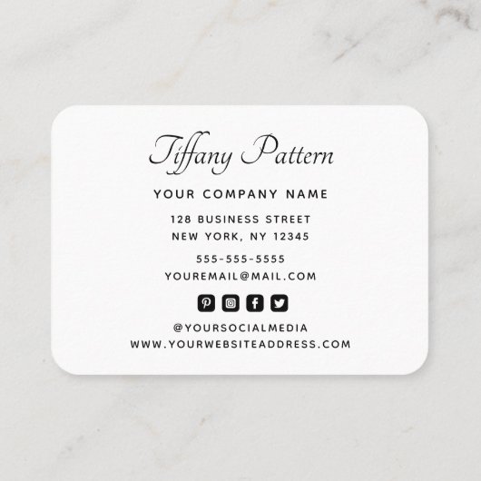 Pictogram Aangepaste Logo Foto Modern script socia Visitekaartje (Achterkant)