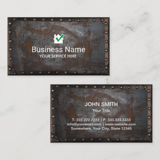 Pictogram bouwhuis  Rusty Metal Framed Visitekaartje (Voorkant / Achterkant)