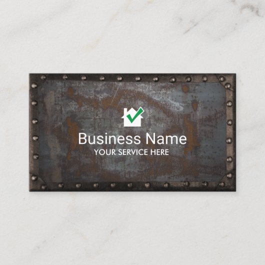 Pictogram bouwhuis  Rusty Metal Framed Visitekaartje (Voorkant)