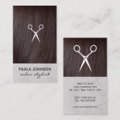 Pictogram Brunette Hair en Salon Scissors Visitekaartje (Voorkant / Achterkant)