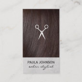 Pictogram Brunette Hair en Salon Scissors Visitekaartje (Voorkant)