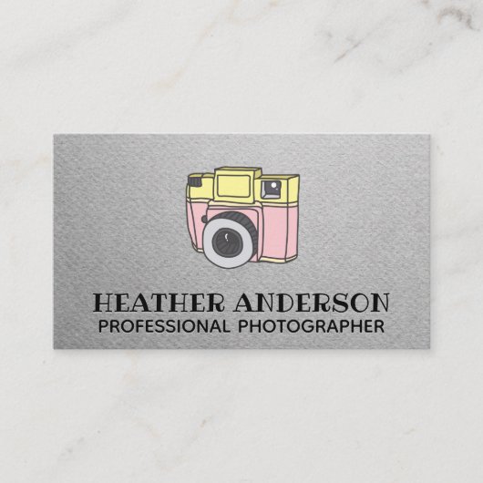 Pictogram Camera met handtekening Retro Visitekaartje (Voorkant)