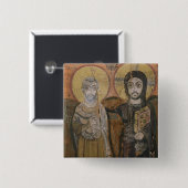 Pictogram dat Abbott Mena met Christus afschildert Vierkante Button 5,1 Cm (Voorkant /achterkant)