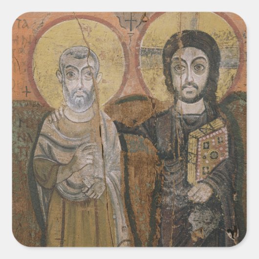 Pictogram dat Abbott Mena met Christus toont Vierkante Sticker (Voorkant)