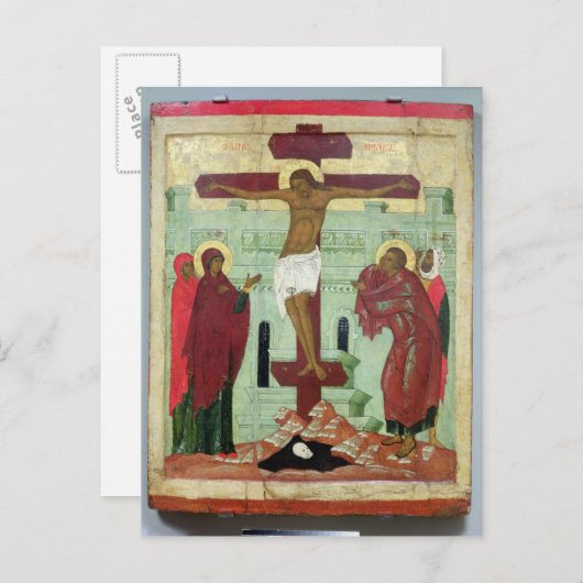 Pictogram dat de Crucifixatie met de Maagd toont Briefkaart (Voorkant / Achterkant)