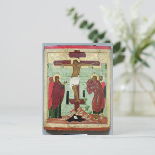 Pictogram dat de Crucifixatie met de Maagd toont Briefkaart (Staand voorkant)