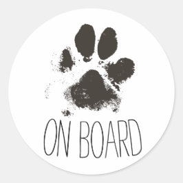 Pictogram "Dog on board" op de sticker, stuur een Ronde Sticker