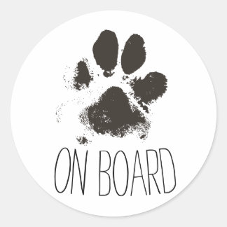 Pictogram "Dog on board" op de sticker, stuur een  Ronde Sticker