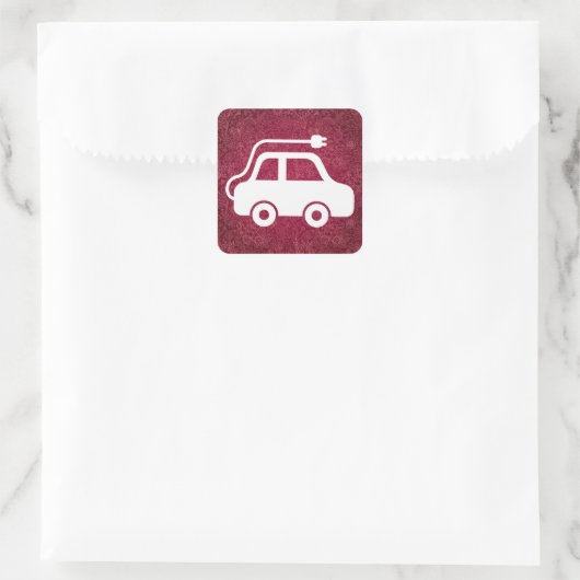 Pictogram elektrische auto's vierkante sticker (Tas)