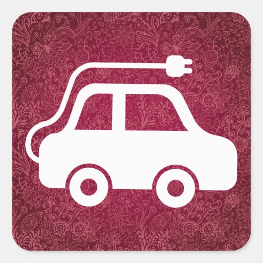 Pictogram elektrische auto's vierkante sticker (Voorkant)