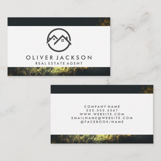 Pictogram Estate Agent | Goudstof Visitekaartje (Voorkant / Achterkant)
