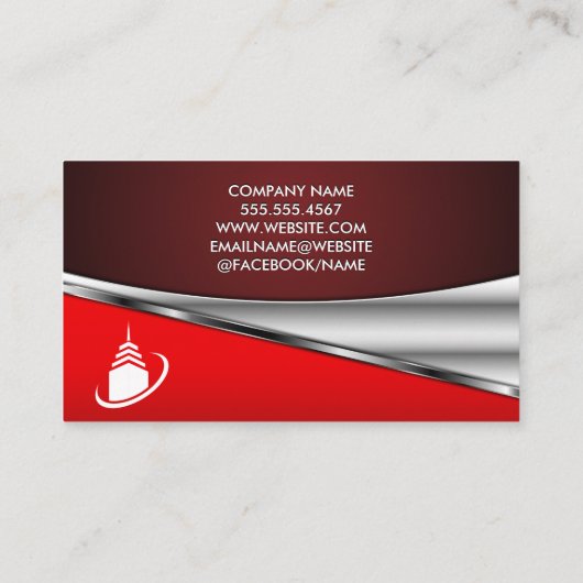 Pictogram Estate Agent | Homes | Red Metallic Busi Visitekaartje (Achterkant)