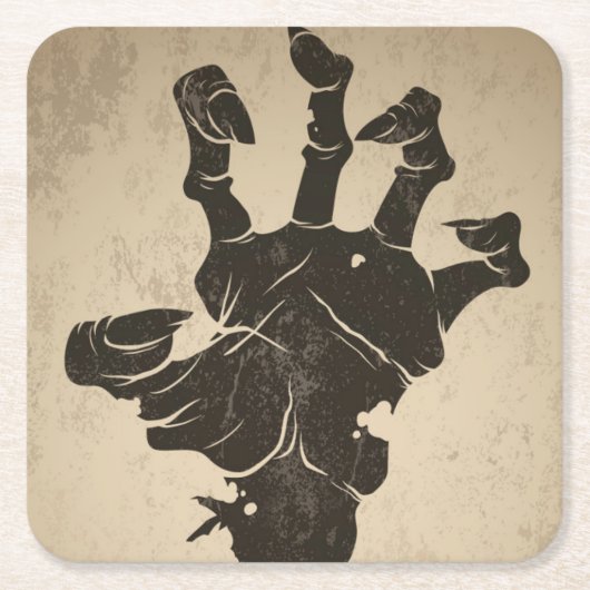 pictogram Halloween - Zombie Hand Kartonnen Onderzetters (Voorkant)