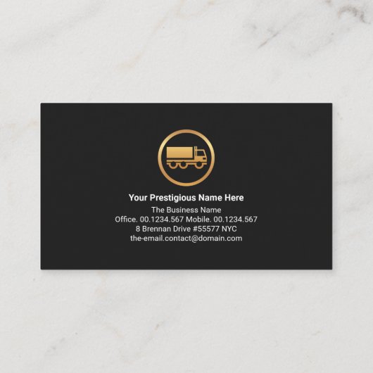 Pictogram Logistiek van Faux Gold Truck Transport Visitekaartje (Achterkant)