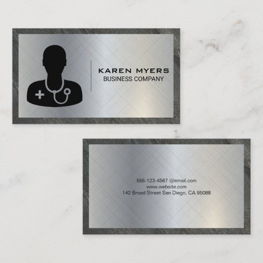 Pictogram medische arts | Metaalzeegrens Visitekaartje (Voorkant / Achterkant)