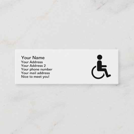 Pictogram met een handicap voor rolstoelen mini visitekaartje (Voorkant)