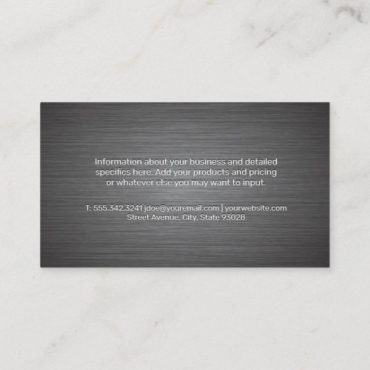 Pictogram met metalachtige geborstelde textuur visitekaartje (Achterkant)