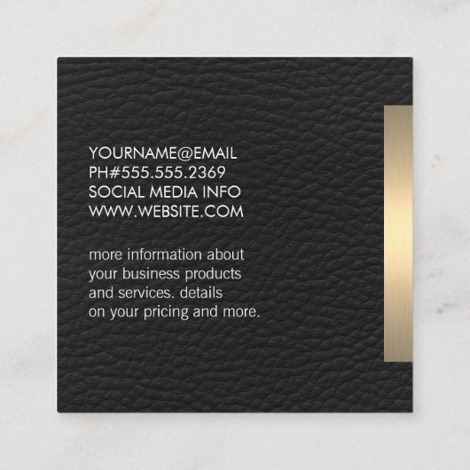 Pictogram met metalen gouden versiering voor marme vierkante visitekaartje (Achterkant)