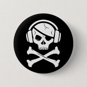 Pictogram Music Pirate Piracy anti-riaa Ronde Button 5,7 Cm