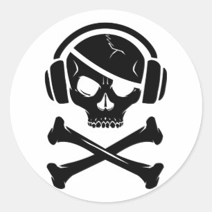 Pictogram Music Pirate Piracy anti-riaa Ronde Sticker