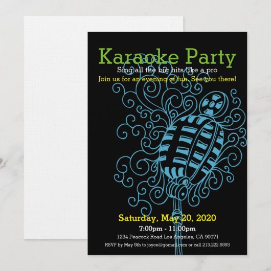 Pictogram op uitnodiging van de partij Karaoke (Voorkant / Achterkant)