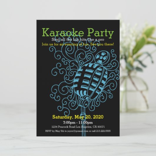 Pictogram op uitnodiging van de partij Karaoke (Staand voorkant)