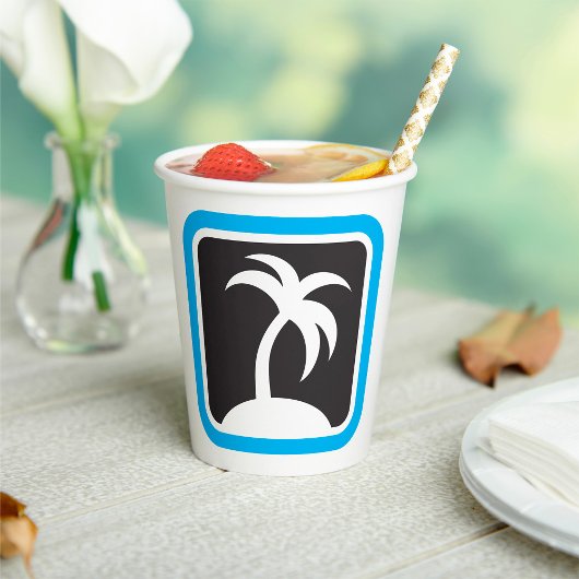 Pictogram palmboom papieren bekers
